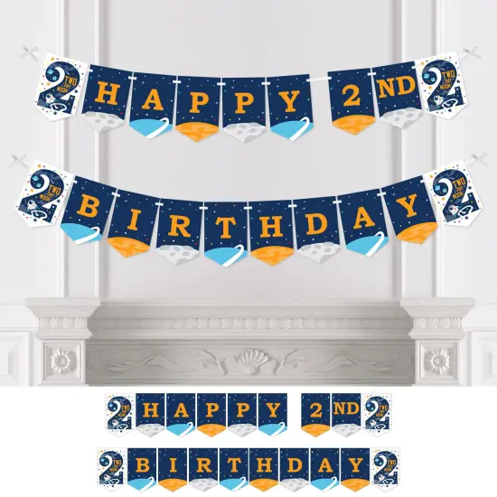 Big Dot of Happiness 2nd Birthday Two the Moon - Outer Space Second Birthday Party Bunting Banner - Party Decorations - Happy 2nd Birthday {1}