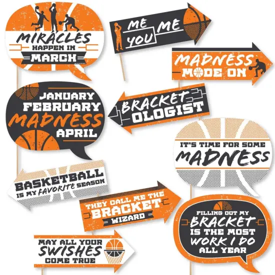 Big Dot of Happiness Funny Basketball - Let the Madness Begin - College Basketball Party Photo Booth Props Kit - 10 Piece {1}