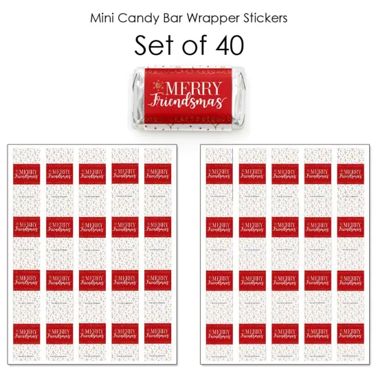 Big Dot of Happiness Red and Gold Friendsmas - Mini Candy Bar Wrapper Stickers - Friends Christmas Party Small Favors - 40 Count {4}