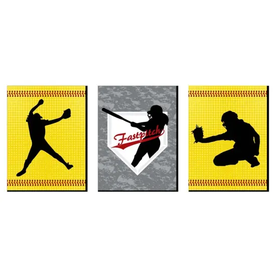 Big Dot of Happiness Grand Slam - Fastpitch Softball - Sports Nursery Wall Art, Kids Room Decor & Game Room Decor - 7.5 x 10 inches - Set of 3 Prints {1}