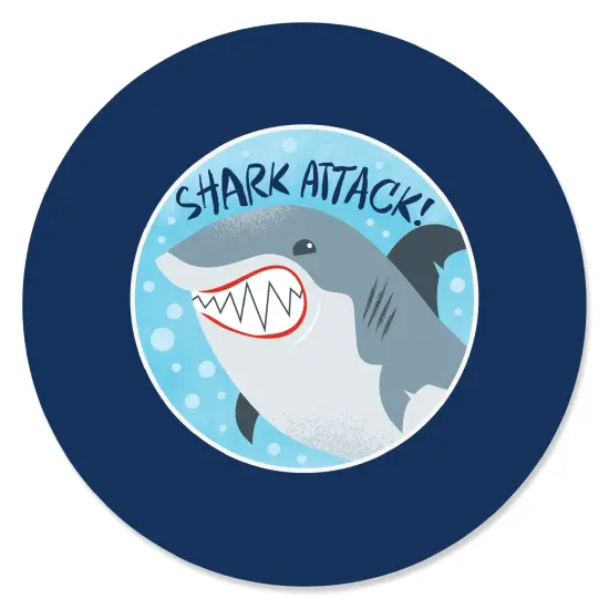 Big Dot of Happiness Shark Zone - Jawsome Party or Birthday Party Circle Sticker Labels - 24 Count {1}