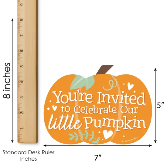 Big Dot of Happiness Little Pumpkin - Shaped Fill-In Invitations - Fall Birthday Party or Baby Shower Invitation Cards with Envelopes - Set of 12 {7}