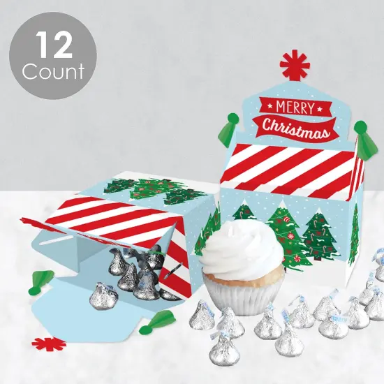 Big Dot of Happiness Snowy Christmas Trees - Treat Box Party Favors - Classic Holiday Party Goodie Gable Boxes - Set of 12 {4}