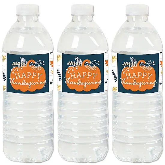 Big Dot of Happiness Happy Thanksgiving - Fall Harvest Party Water Bottle Sticker Labels - Set of 20 {1}