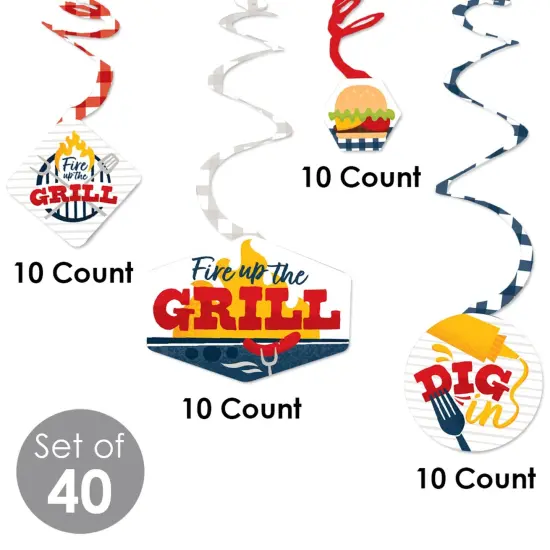Big Dot of Happiness Fire Up the Grill - Summer BBQ Picnic Party Hanging Decor - Party Decoration Swirls - Set of 40 {6}
