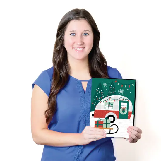 Big Dot of Happiness Camper Christmas - Red and Green Wall Art and Holiday Home Decor - 7.5 x 10 inches - Set of 3 Prints {7}