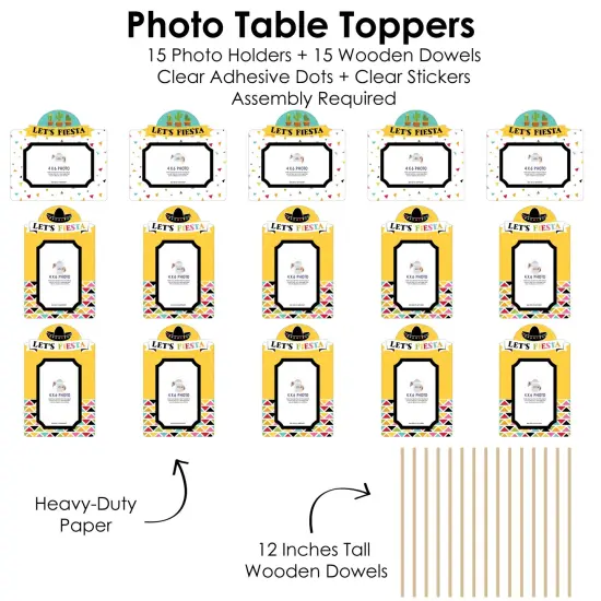 Big Dot of Happiness Let's Fiesta - Fiesta Picture Centerpiece Sticks - Photo Table Toppers - 15 Pieces {6}