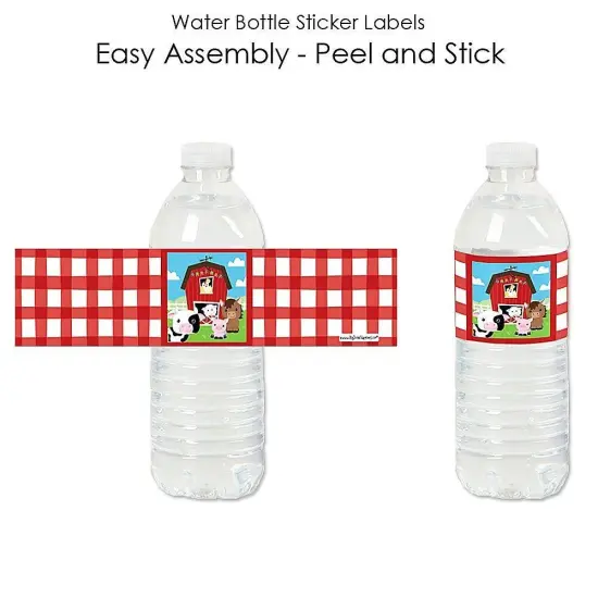 Big Dot of Happiness Farm Animals - Barnyard Baby Shower or Birthday Party Water Bottle Sticker Labels - Set of 20 {3}