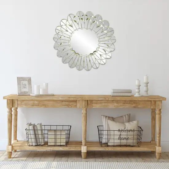 Northlight 31" Champagne Gold Sunflower Round Wall Mirror {3}