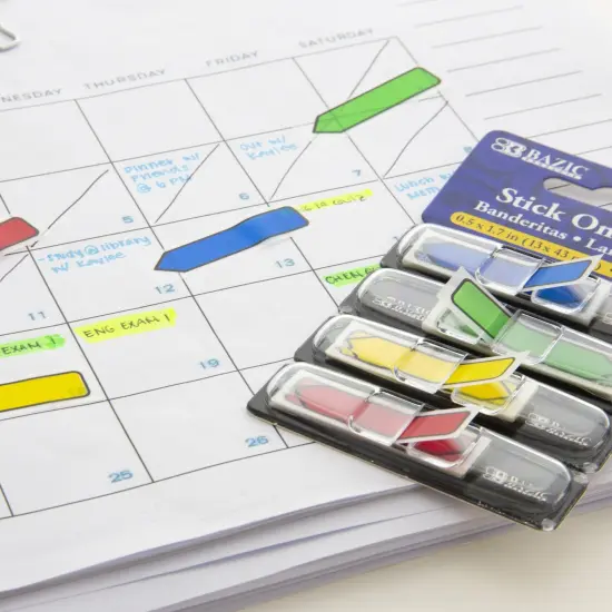 Neon Primary Color Printed Arrow Flags with Dispenser, 100 Per Pack, 12 Packs {4}