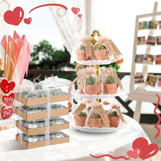 48-Pieces Succulent Cactus Tealight Candles Set with Mini Terracotta Pots, Gift Tags, Organza Bags {2}