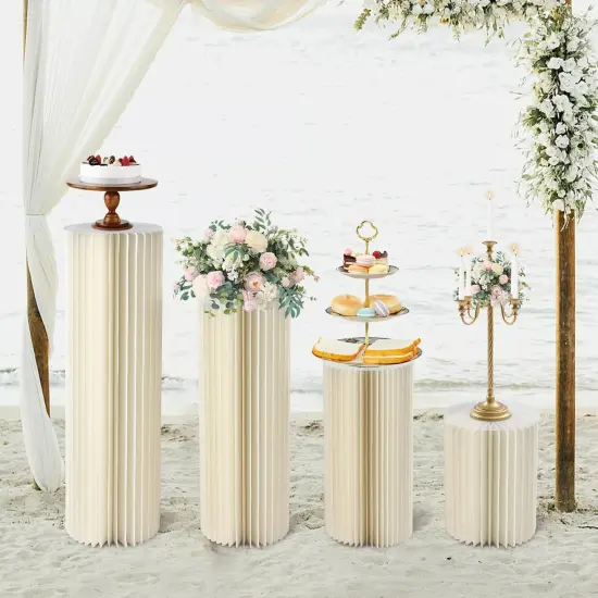 White Cardboard Flower Stand 4 PCs Cylinder Flowers Stand High-quality Material {1}