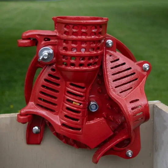 Lehman's Corn Kernel Sheller with Flywheel Pulley, Clamp On Cast Iron Non Electric Walnut Huller, Vintage Style, Red {7}