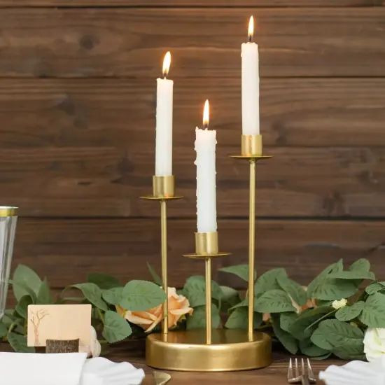 10" Metal GOLD 3 arm Vintage Round Candelabra Taper CANDLE HOLDER Party Events {3}
