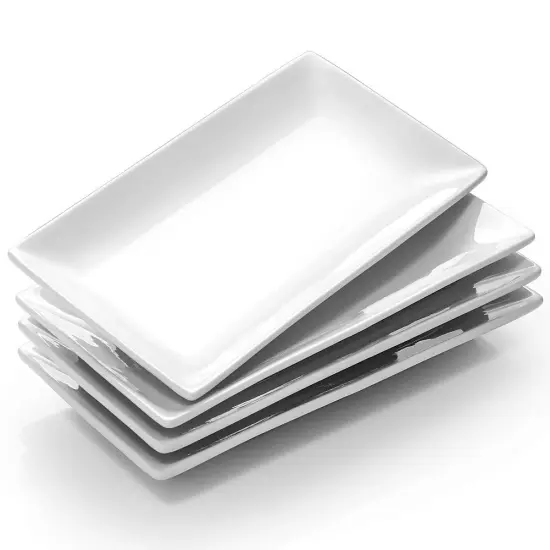4Pcs 12" Rectangle Plate Serving for Party Wedding Steak Taco Sushi White {1}