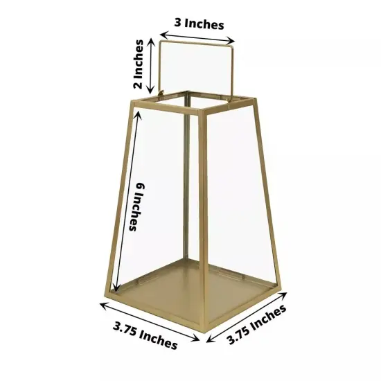 CLEAR GOLD 2 Geometric 6" Metal Lantern CANDLE HOLDERS Hanging Terrariums Party {5}
