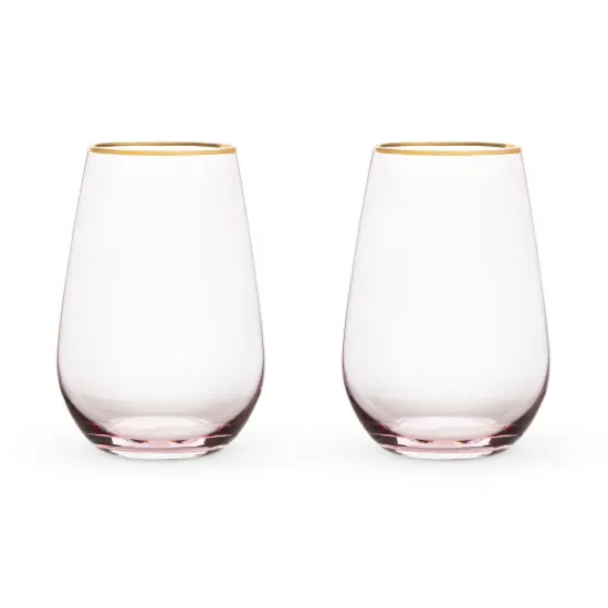 Rose Crystal Stemless Wine Glass Set  {1}