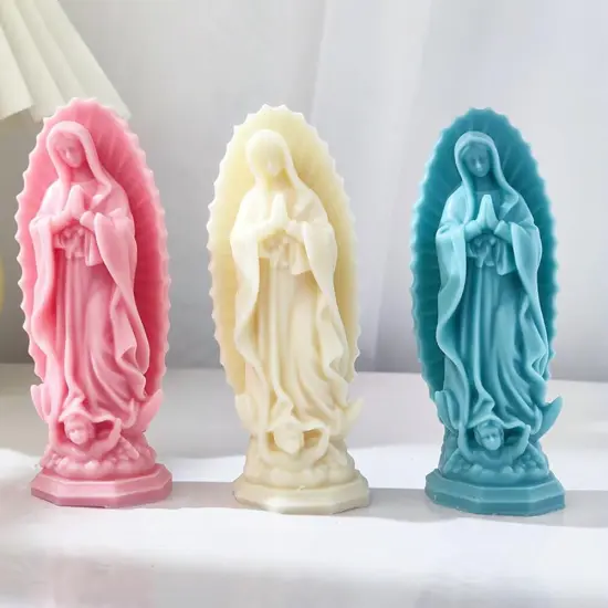 Religious Virgin Mary Statue Silicone Mold Virgin Mary Candle Molds for Candle Making Supplies Wax Tools Virgen Maria Candle Mold Silicone Molds for Resin Concrete Plaster Epoxy Molds Home Decor {3}
