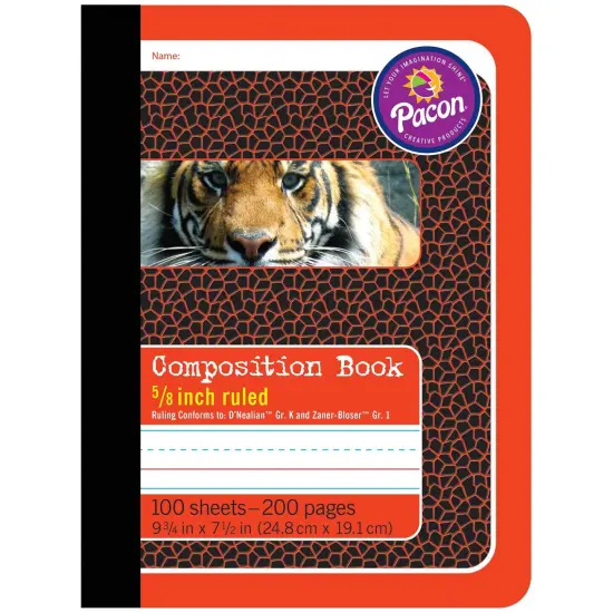Primary Composition Book, Book Bound, D'Nealian/Zaner-Bloser, 5/8" x 5/16" x 5/16" Ruled, 9-3/4" x 7-1/2", 100 Sheets, Pack of 6 {3}