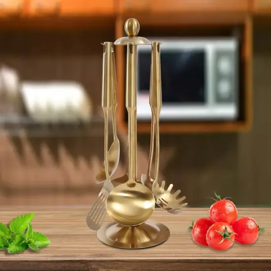 Kitchen Utensil Set Stainless Steel Kitchen Cooking Utensils Gadget Tools Gold {3}