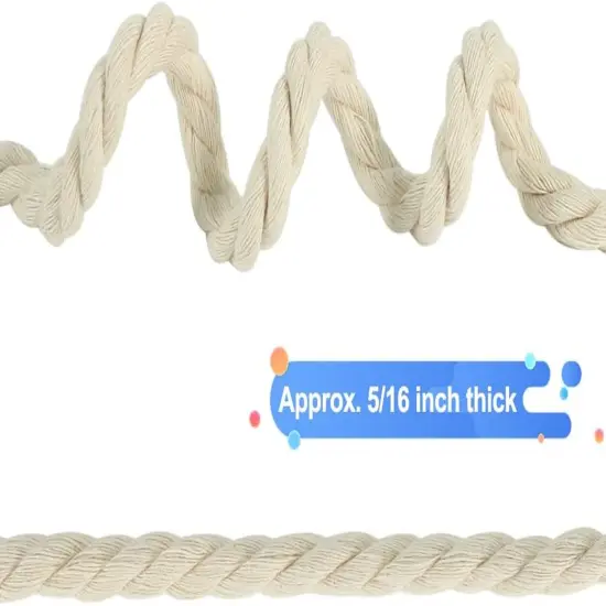 8Mm Macrame Cord, 59 Feet 3Ply Twisted Craft Cotton Rope Thick Nautical Rope for Crafts, Wall Hangings, Plant Hangers, Knotting, Rope Basket Making (Beige) {4}