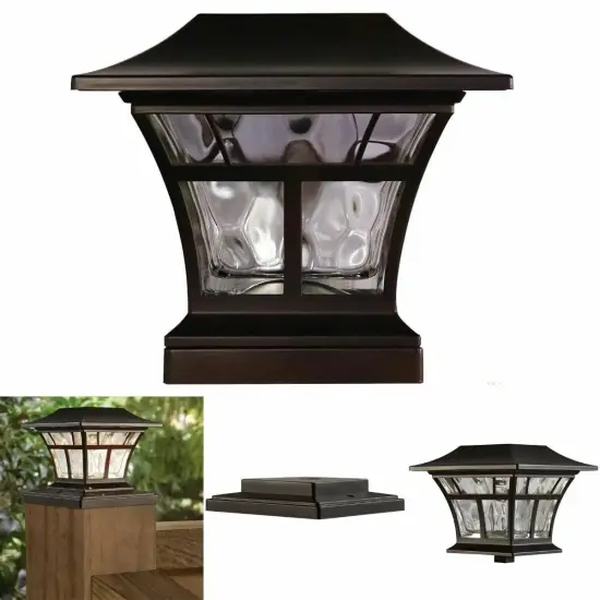 BRONZE SOLAR LED DECK POST CAP LIGHT 4"x4" 6"x6" Outdoor Garden Patio Lighting {1}