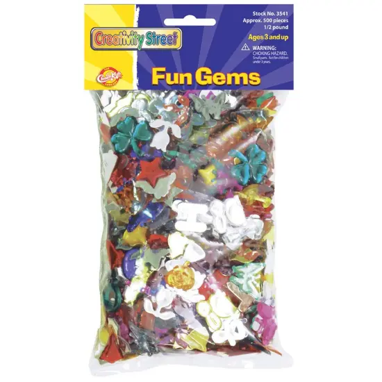 Fun Gems, Assorted Shapes, Colors & Sizes, 0.5 lb. {1}