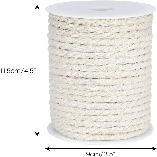 Macrame Cord, White Cotton Rope, 6Mm X 32 Yard Natural White Cotton Macrame Rope, 3 Strand Twisted Cotton String for Wall Hanging, Plant Hangers, Macrame Supplies, DIY Crafts, Knitting {3}