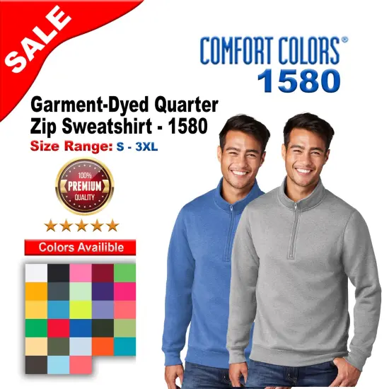 Comfort Colors&reg; Garment-Dyed Quarter Zip Sweatshirt Flo blue {2}