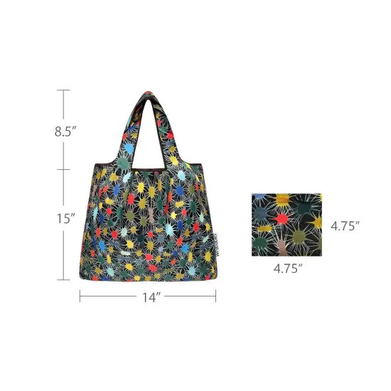 Wrapables Medium Foldable Tote Nylon Reusable Grocery Bag (Set of 2), Connections {2}