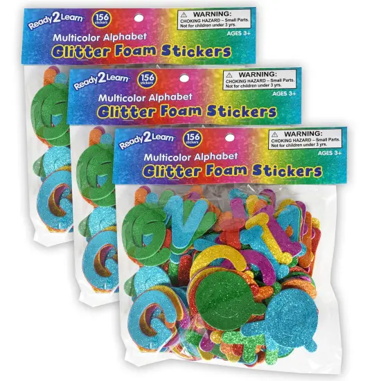 Glitter Foam Stickers - Alphabet - Multicolor - 156 Per Pack - 3 Packs {1}
