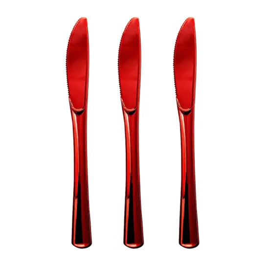 Shiny Metallic Red Plastic Knives (600 Knives) {1}