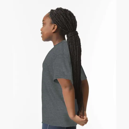 Gildan&reg; Softstyle Youth Short Sleeve Crew-Neck T-Shirt Heather royal {5}