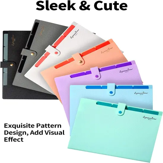 Expanding File Folder, Letter Size Accordion File Organizer, 5 Pocket Folders for Documents, Cute Folder with Labels, Portable Paper Organizer for School Office Supplies, A4 Size Grey {3}