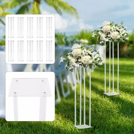 10Pcs Flower Stand Acrylic Column Acrylic Wedding Centerpieces Table Decor 31.5" {1}