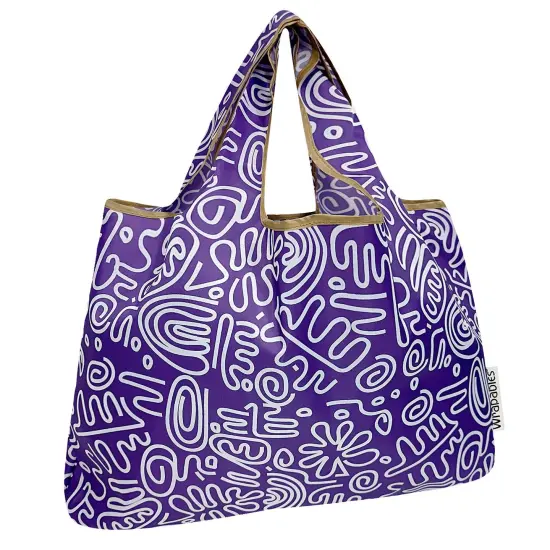 Wrapables Large Foldable Tote Nylon Reusable Grocery Bags, Swiggle {1}