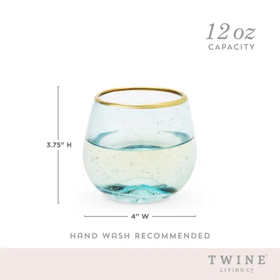 Aqua Bubble Stemless Wine Glass Set {5}