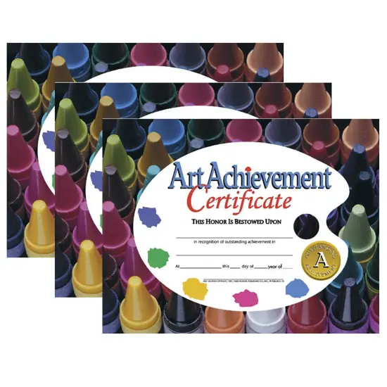 Art Achievement Certificate, 8.5" x 11", 30 Per Pack, 3 Packs {1}