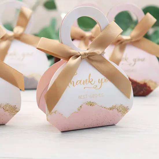 50 Pink Wedding & Party Favor Gift Boxes with Ribbons {2}