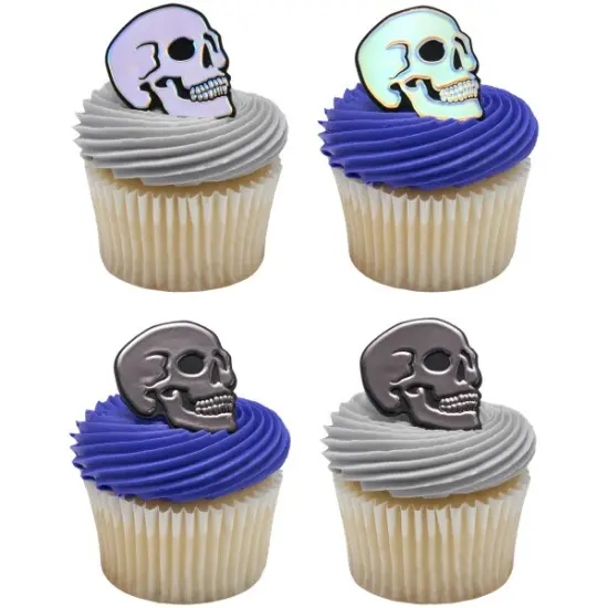 Metallic Skull Cupcake Rings 24ct {2}