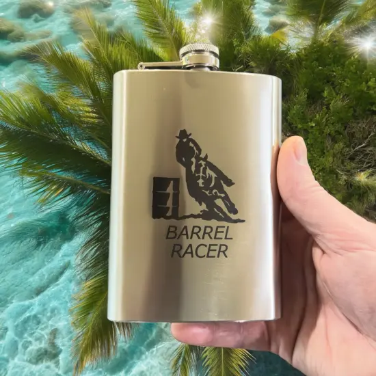 8oz Barrel Racer Stainless Steel Flask {5}