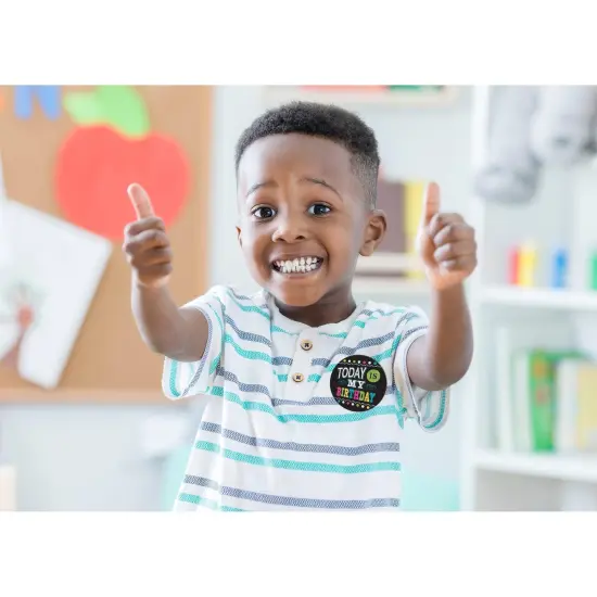 Chalkboard Brights Happy Birthday Wear 'Em Badges, 32 Per Pack, 6 Packs {2}