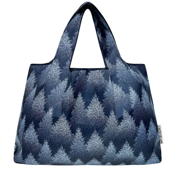 Wrapables Large Foldable Tote Nylon Reusable Grocery Bags, Winter Wonderland {3}