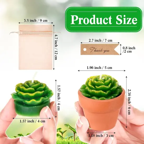 48-Pieces Succulent Cactus Tealight Candles Set with Mini Terracotta Pots, Gift Tags, Organza Bags {5}