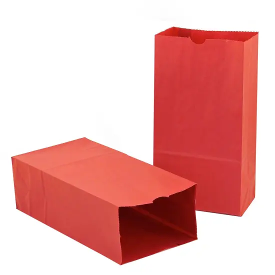 Gusseted Paper Bags, #6 (6" x 3.5" x 11"), Red, Pack of 50 {1}