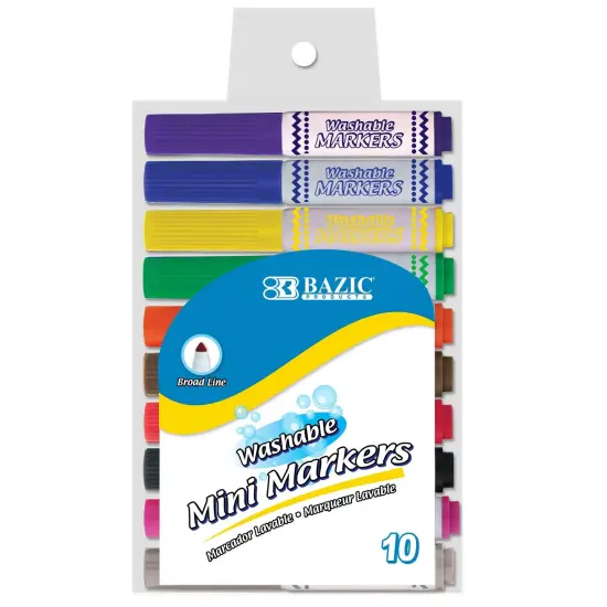Washable Markers, Mini Broad Line, 10 Per Pack, 12 Packs {2}