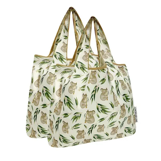 Wrapables Medium Foldable Tote Nylon Reusable Grocery Bag (Set of 2), Koalas {1}