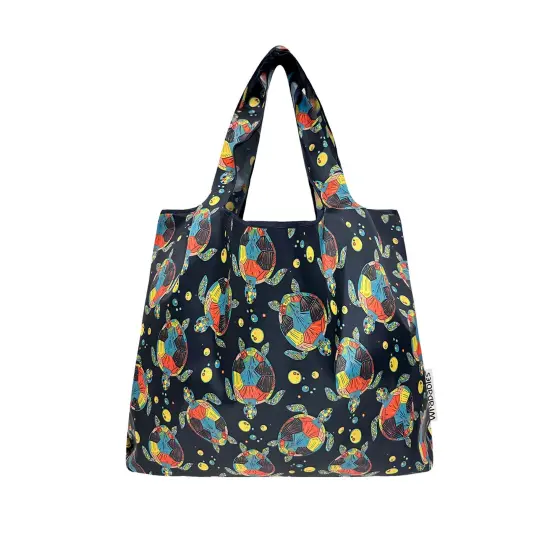 Wrapables Medium Foldable Tote Nylon Reusable Grocery Bag (Set of 2), Sea Turtles {3}