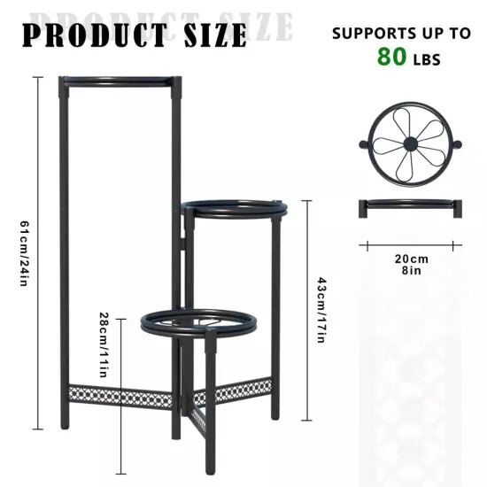 3 Tier Metal Plant Stand Shelf for Indoor Outdoor Plants Multiple {4}