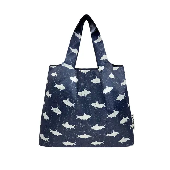 Wrapables Medium Foldable Tote Nylon Reusable Grocery Bag (Set of 2), Ocean Fish {3}